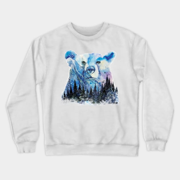 Aurora Bear Crewneck Sweatshirt by ElenaMarkelovaArt